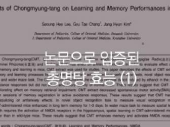 [논문] 쥐 학습능력 및 기억능력에 있어서 총명탕의 효과(1)
